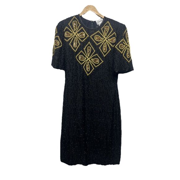Xoanan Vintage Beaded 100% Pure Silk Dress Size M - Picture 1 of 11